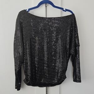 Elan - M - Fun Black Sequin Top